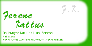 ferenc kallus business card